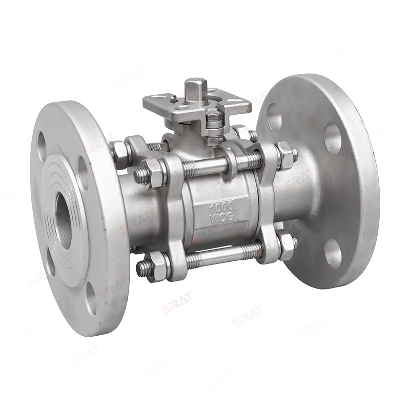 Three piece high platform flange ball valve