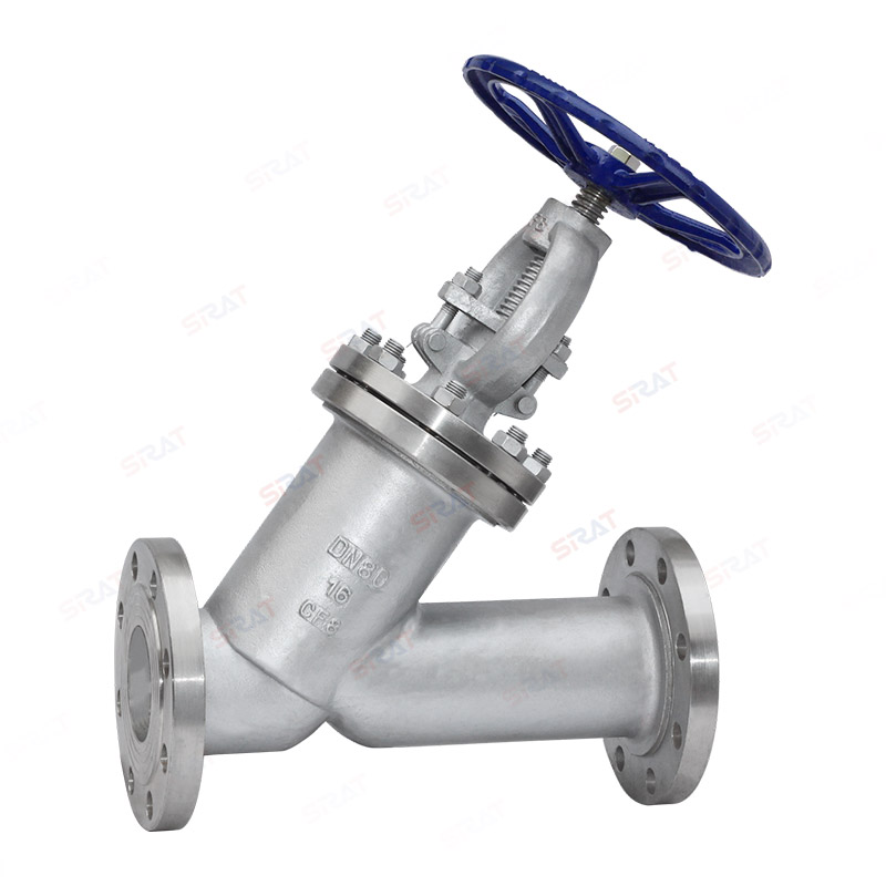 Y-shaped globe valve