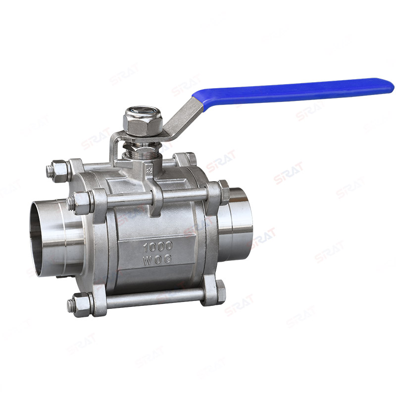 Three piece manual butt welded ball valve
