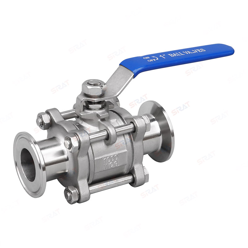 Three piece manual quick release ball valve