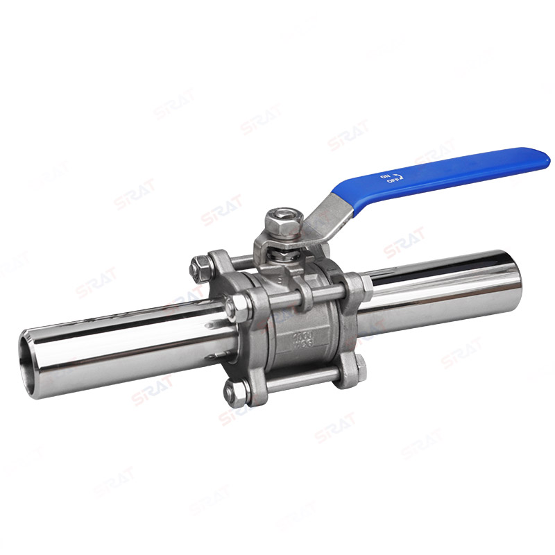 Three piece manual extended butt welded ball valve