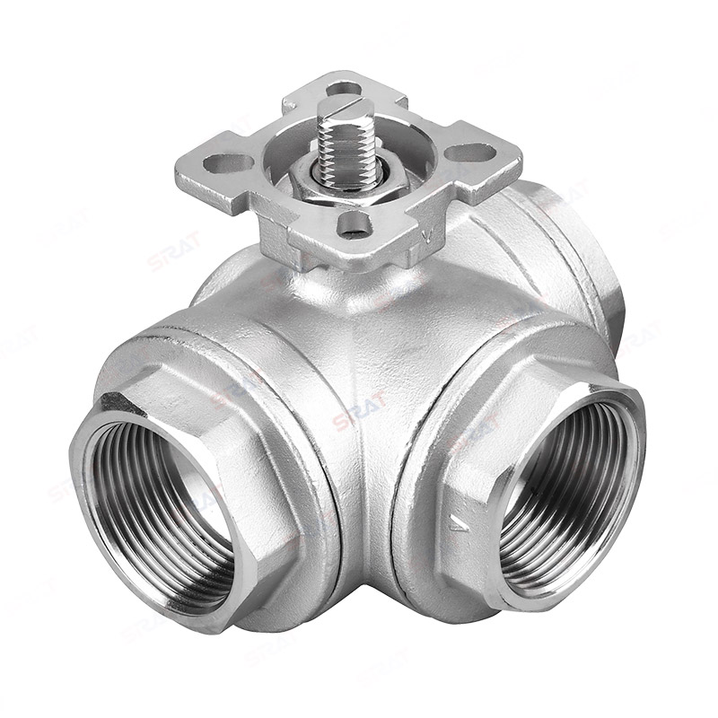 Three way high platform internal thread ball valve