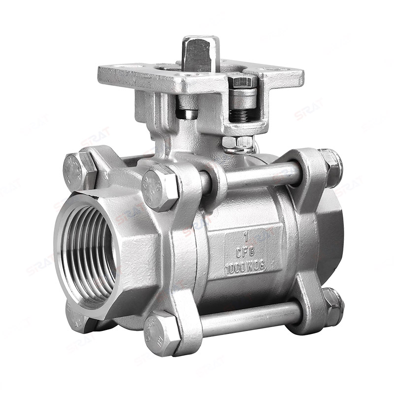 Three piece high platform threaded ball valve