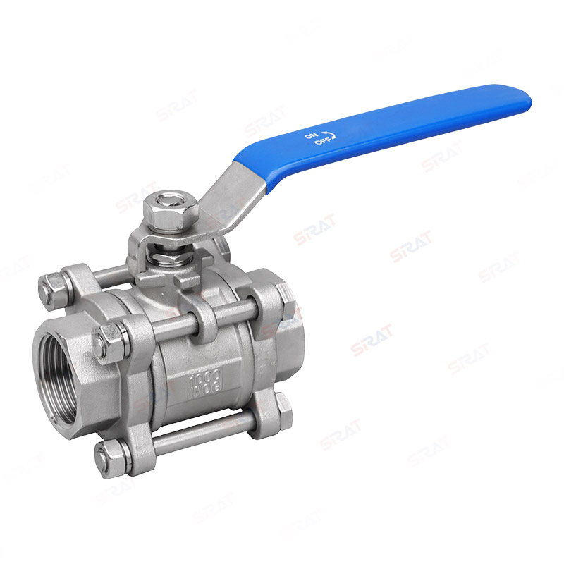 Three piece manual threaded ball valve