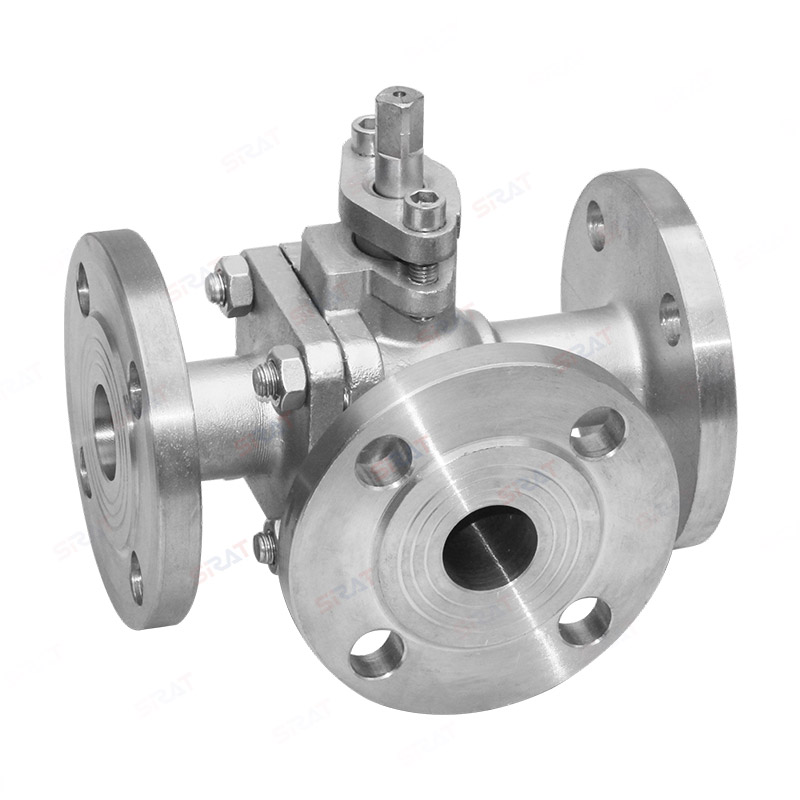 Manual three-way flange ball valve