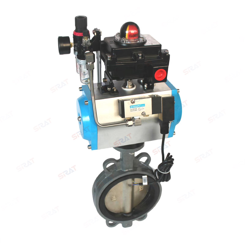 Pneumatic soft seal butterfly valve