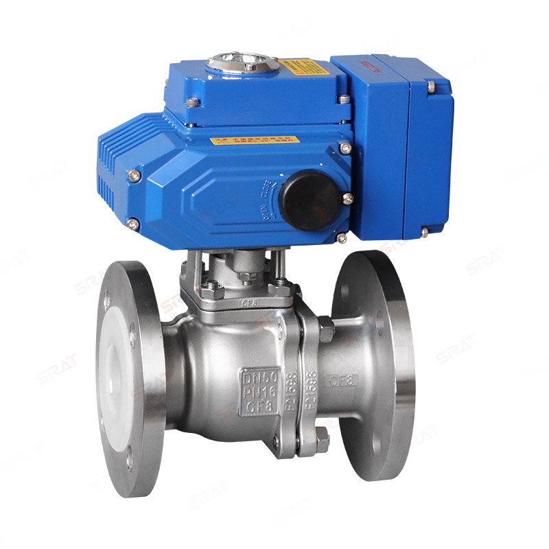 Fluorine lined electric ball valve