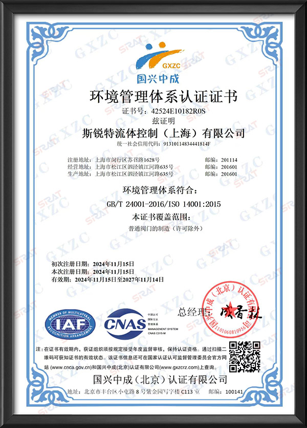 Environmental Management System Certification Certificate