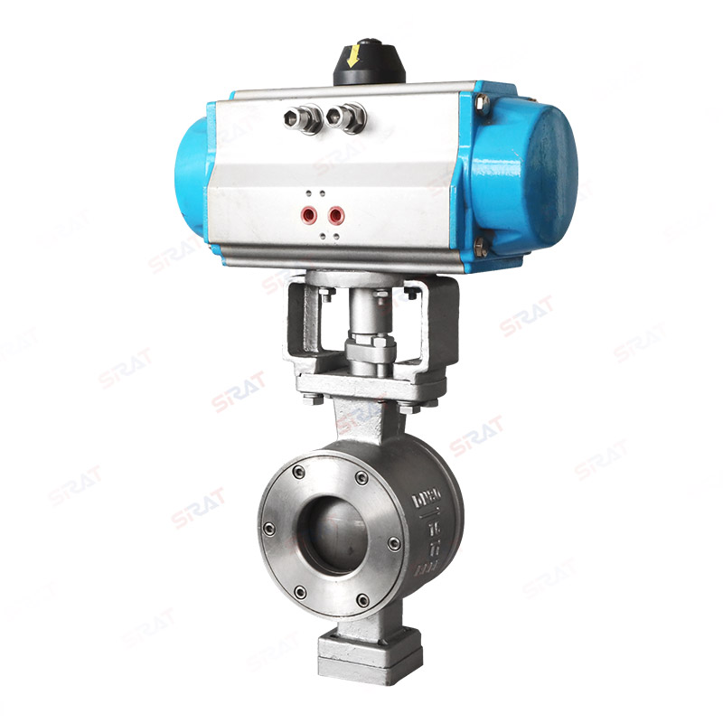 Clamp pneumatic titanium V-ball valve
