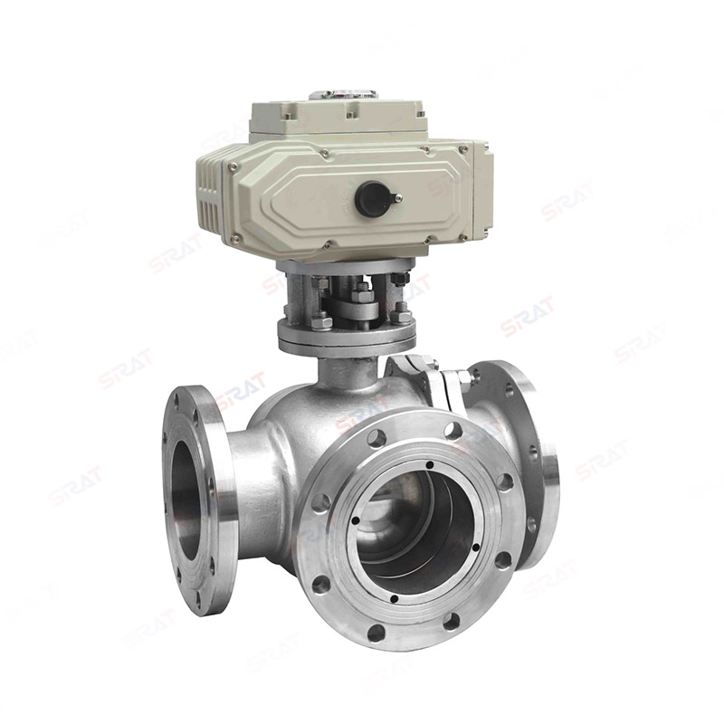 Electric three-way flange ball valve
