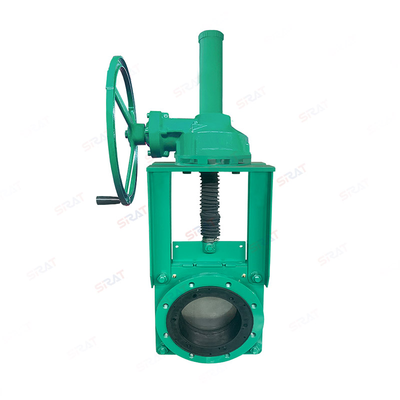 Umbrella gear flange slurry knife gate valve