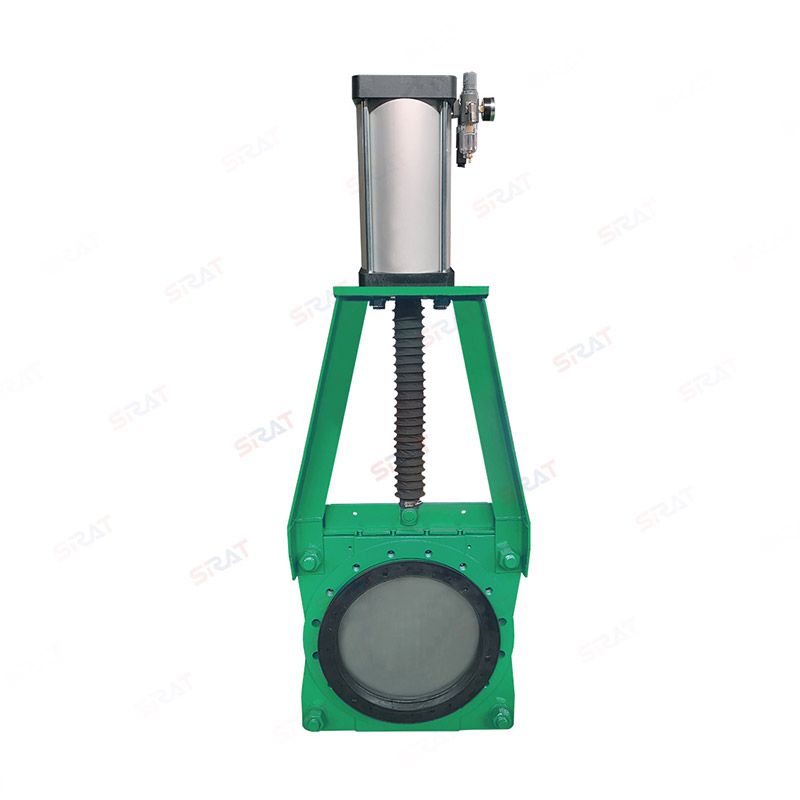Pneumatic clamp type slurry knife gate valve