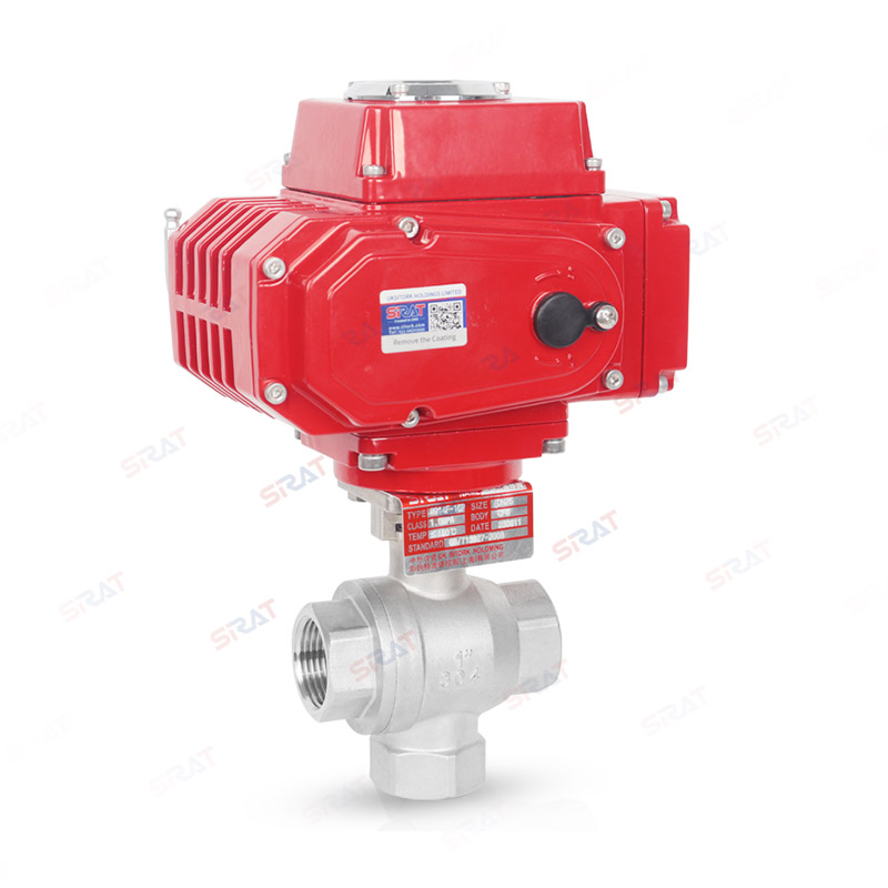 Electric vertical three-way ball valve