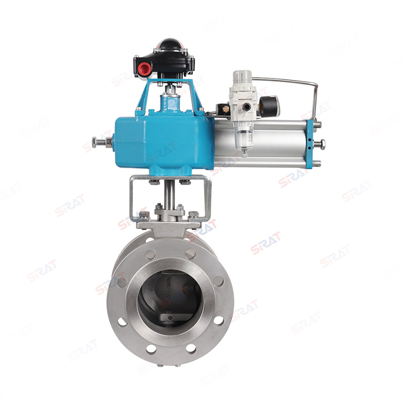 Pneumatic V-shaped flange ball valve