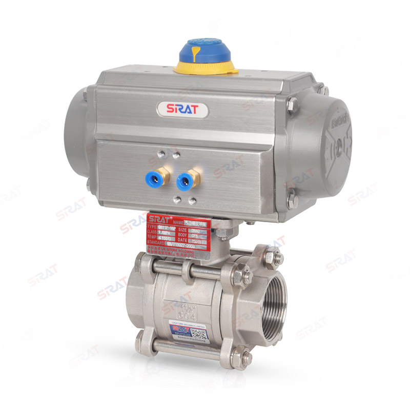 Pneumatic threaded ball valve