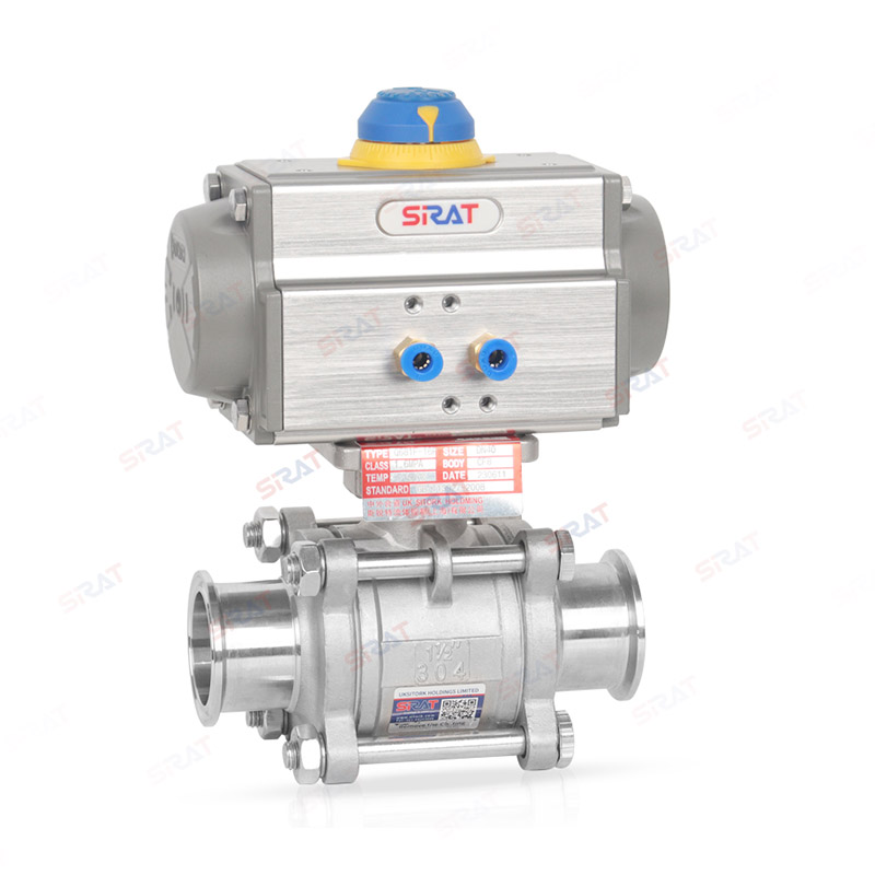 Pneumatic three piece quick release ball valve